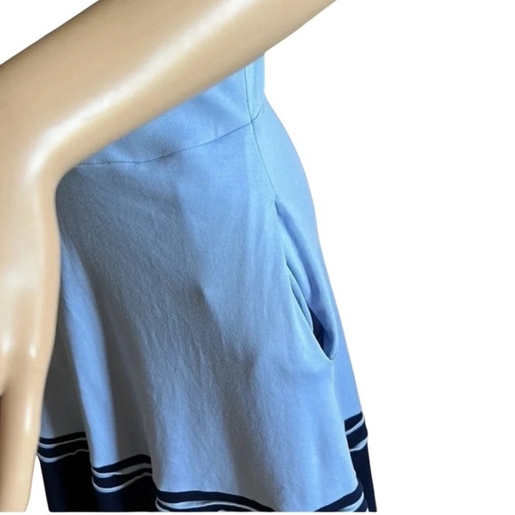 New York & COMPANY dress sz S,Blue striped color block cotton fit & flare  EC - Picture 6 of 11